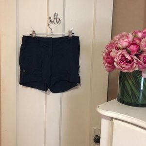 Theory Navy Linen Shorts
